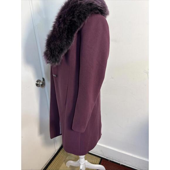 NWT White House Black Market Coat Womens Small Purple Removable Faux Fur Collar - Picture 12 of 16